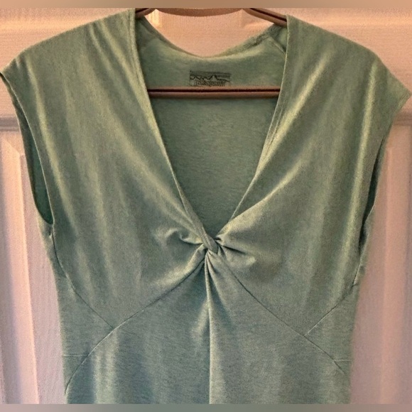 Patagonia Sage Green Twist-Front Badha Dress | Eco Chic | Size M - Picture 2 of 5